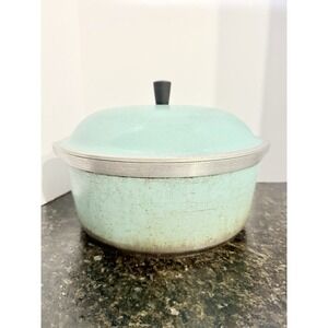 Club Dutch Oven Teal Blue Turquoise with Lid Cook Pot Vintage